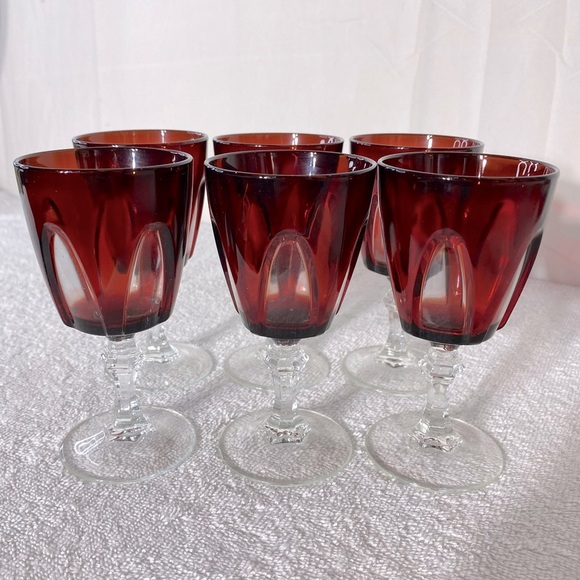Vintage 1970’s Luminarc Arcoroc Small Gothic Red Wine Glasses x6 - Picture 7 of 11
